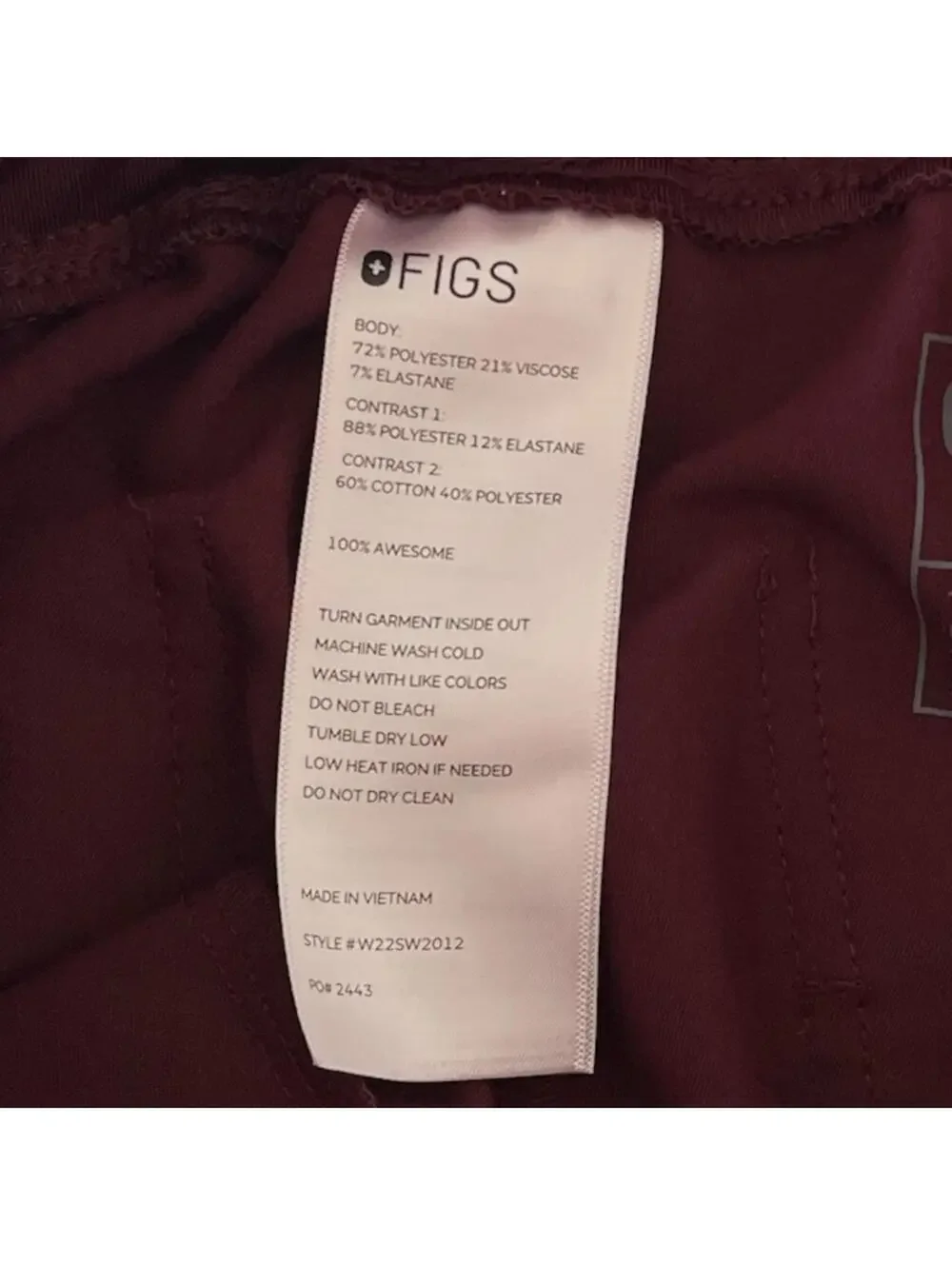 FIGs Zamora Jogger Scrub Pants size XS in Burgundy